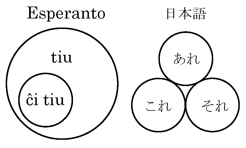 Esperanto tiu / ĉi tiu  日本語 あれ / これ / それ
